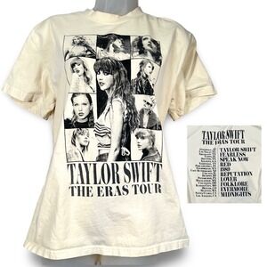 Taylor Swift Eras Tour Graphic Tee Small Cream Concert T-Shirt Authentic Merch